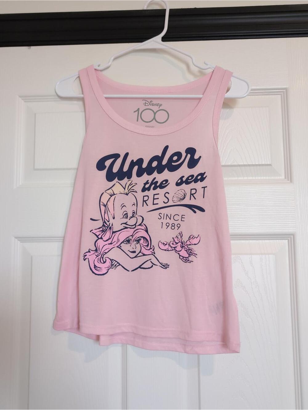 Small pink Disney Ariel little mermaid under the sea resort tank top
